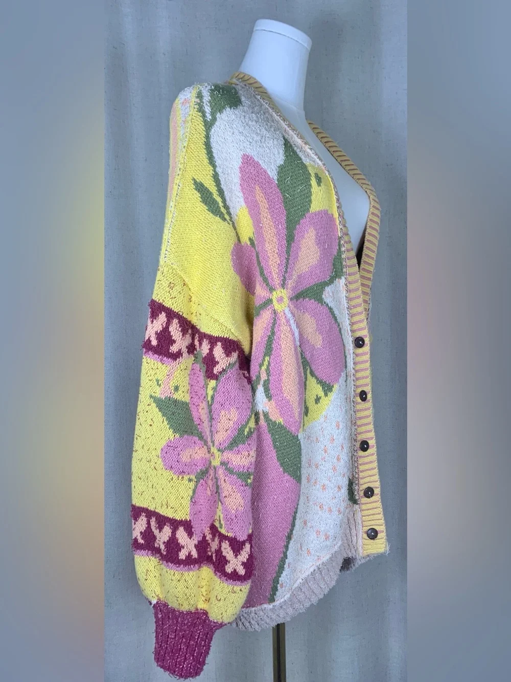 Free People Bali Tropical Garden Sweater | Colorful Boho | Medium